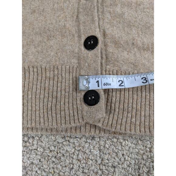 LN 100%CASHMERE MEDIUM WEIGHT Cullen balloon sleeve cardigan sweater Beige - Picture 8 of 14